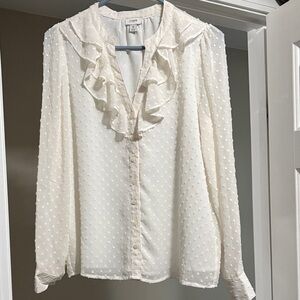 J. Crew Women's White Ruffle Blouse